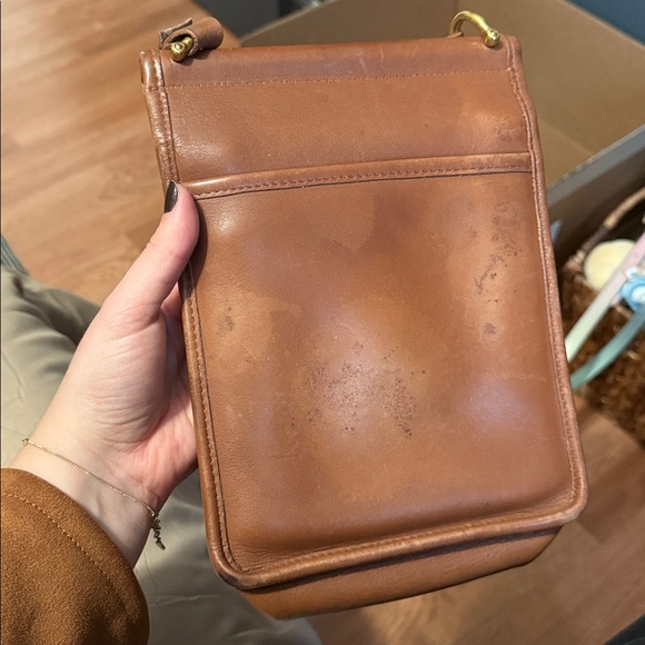 Coach Tan Leather Crossbody Bag with Gold Accents - Picture 2 of 3